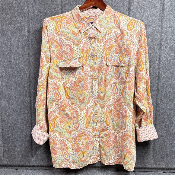 Talbots Tops - Talbots Paisley Button Down Shirt - Orange, Yellow, Cream